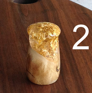 Maple Burl with resin and Gold Leaf recessed wine bottle stopper by Michael's Woodcrafts