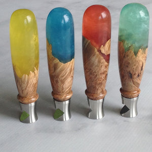 handcrafted maple burl and resin bottle openers by Michael's Woodcrafts Greenville SC woodworkers woodworking