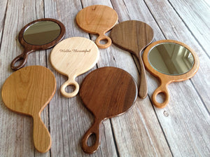 Personlalized engraved handcrafted hand mirrors vintage designs by Michael's Woodcrafts