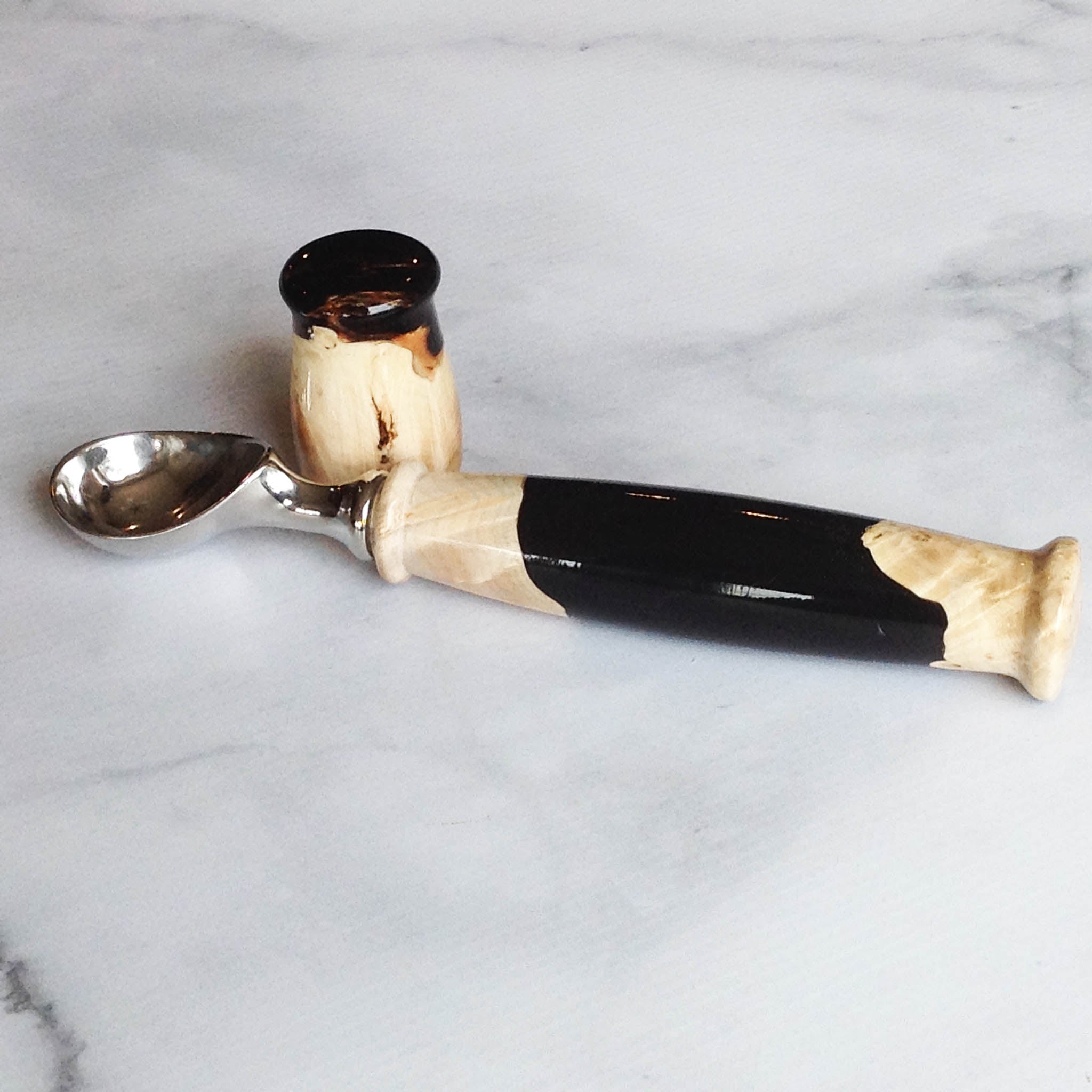 Handcrafted ice creams scoop maple burl and resin  by Michael's Woodcrafts Greenville SC woodworkers woodworking