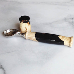 Handcrafted ice creams scoop maple burl and resin  by Michael's Woodcrafts Greenville SC woodworkers woodworking