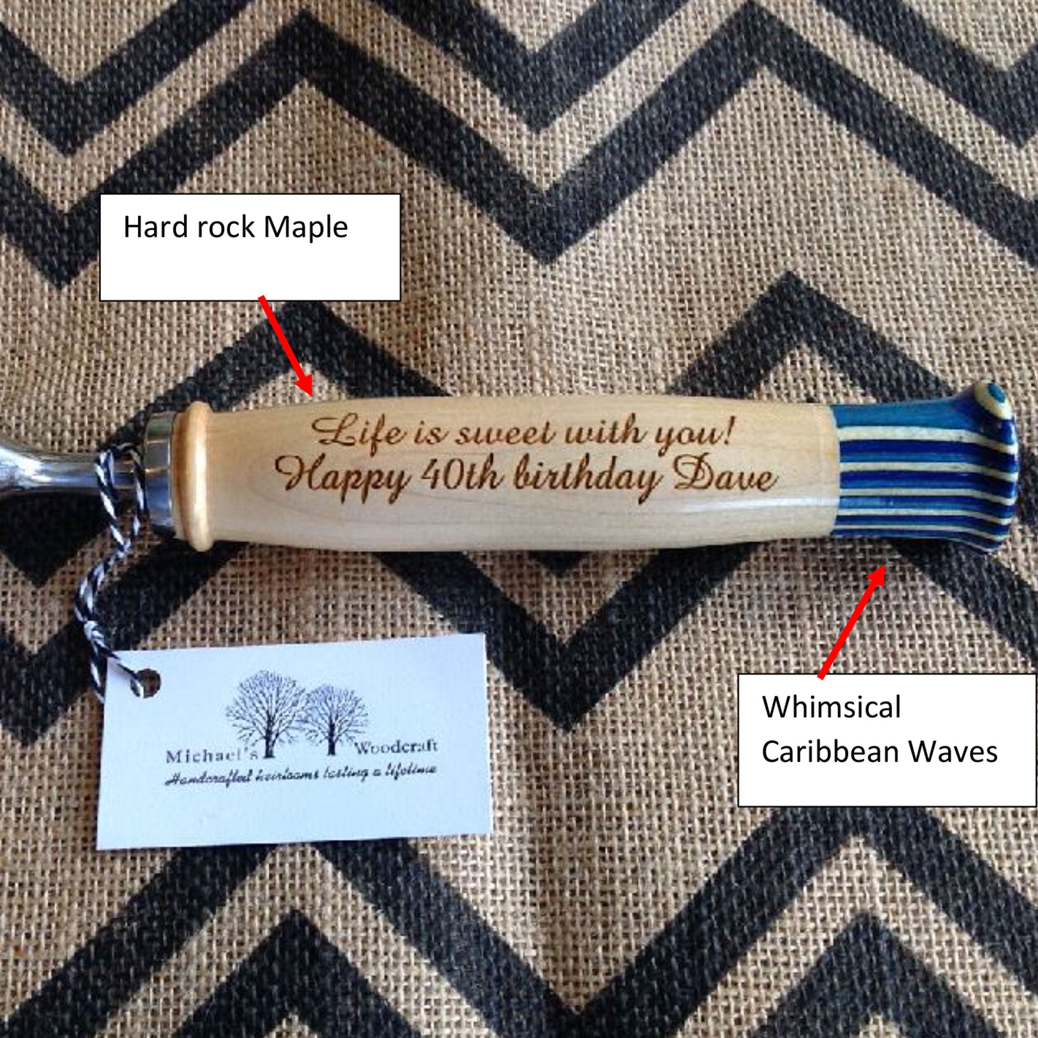 handcrafted engraved ice cream scoop handle perfect gift  by Michael's Woodcrafts Greenville SC woodworkers woodworking