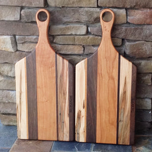 Cherry walnut and maple charcuterie board by Michael's Woodcrafts Greenville SC