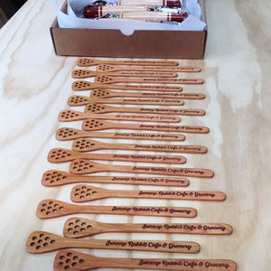 Engraved Cherry wood honey sticks Michael's Woodcrafts