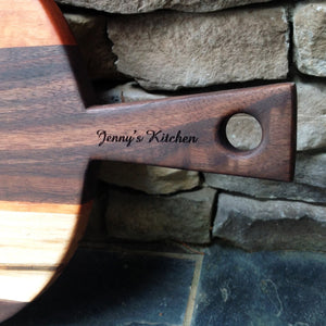 Personalized engraved handle round charcuterie board