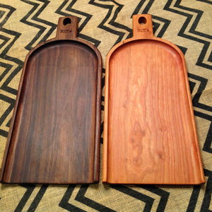 Walnut and Cherry charcuterie board with handle by Michael's Woodcrafts